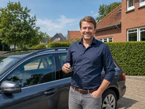Verkäufer aus Kaufbeuren mit dem verkauften Fahrzeug